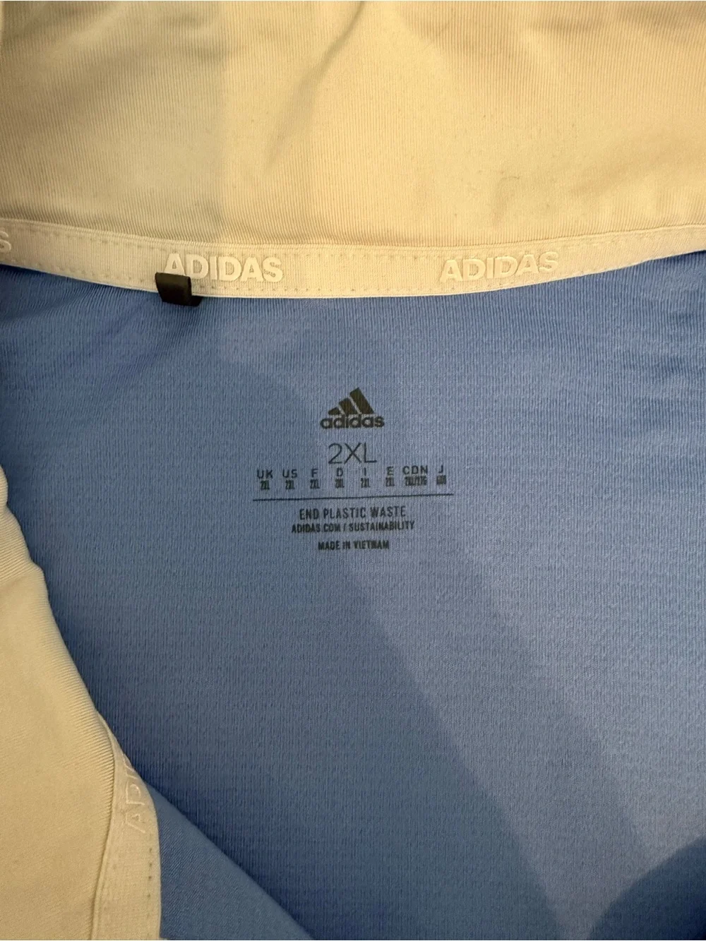 adidas Light Blue Quarter-Zip Shirt Jacket with White Trim - Picture 2 of 2